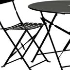 Three Piece Black Round Metal Dining Set with Two Chairs  Warm Home View