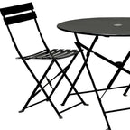 Three Piece Black Round Metal Dining Set with Two Chairs  Warm Home View