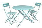 Teal Blue Round Metal Bistro Dining Set - 3 Piece  Warm Home View