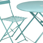 Teal Blue Round Metal Bistro Dining Set - 3 Piece  Warm Home View