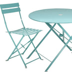 Teal Blue Round Metal Bistro Dining Set - 3 Piece  Warm Home View