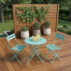 Teal Blue Round Metal Bistro Dining Set - 3 Piece  Warm Home View