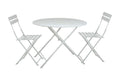 Three Piece White Round Metal Dining Set with Two Chairs  Warm Home View