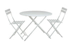 Three Piece White Round Metal Dining Set with Two Chairs  Warm Home View