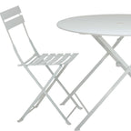 Three Piece White Round Metal Dining Set with Two Chairs  Warm Home View