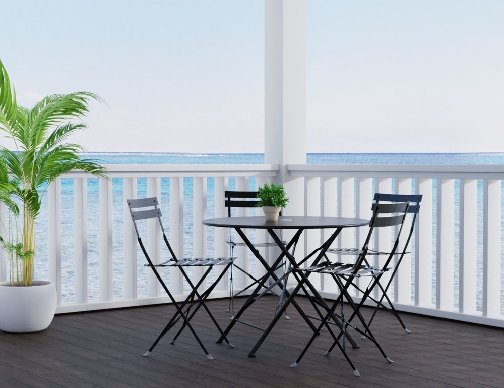 Five Piece Black Round Metal Dining Set with Four Chairs  Warm Home View