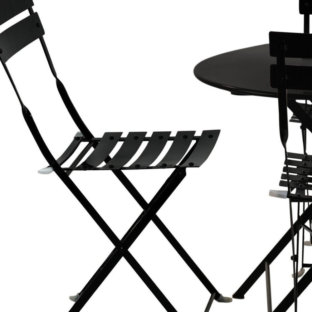 Five Piece Black Round Metal Dining Set with Four Chairs  Warm Home View