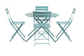 Five Piece Teal Blue Round Metal Dining Set with Four Chairs  Warm Home View