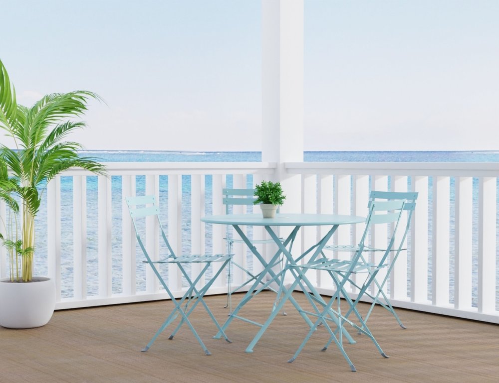 Five Piece Teal Blue Round Metal Dining Set with Four Chairs  Warm Home View