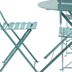 Five Piece Teal Blue Round Metal Dining Set with Four Chairs  Warm Home View