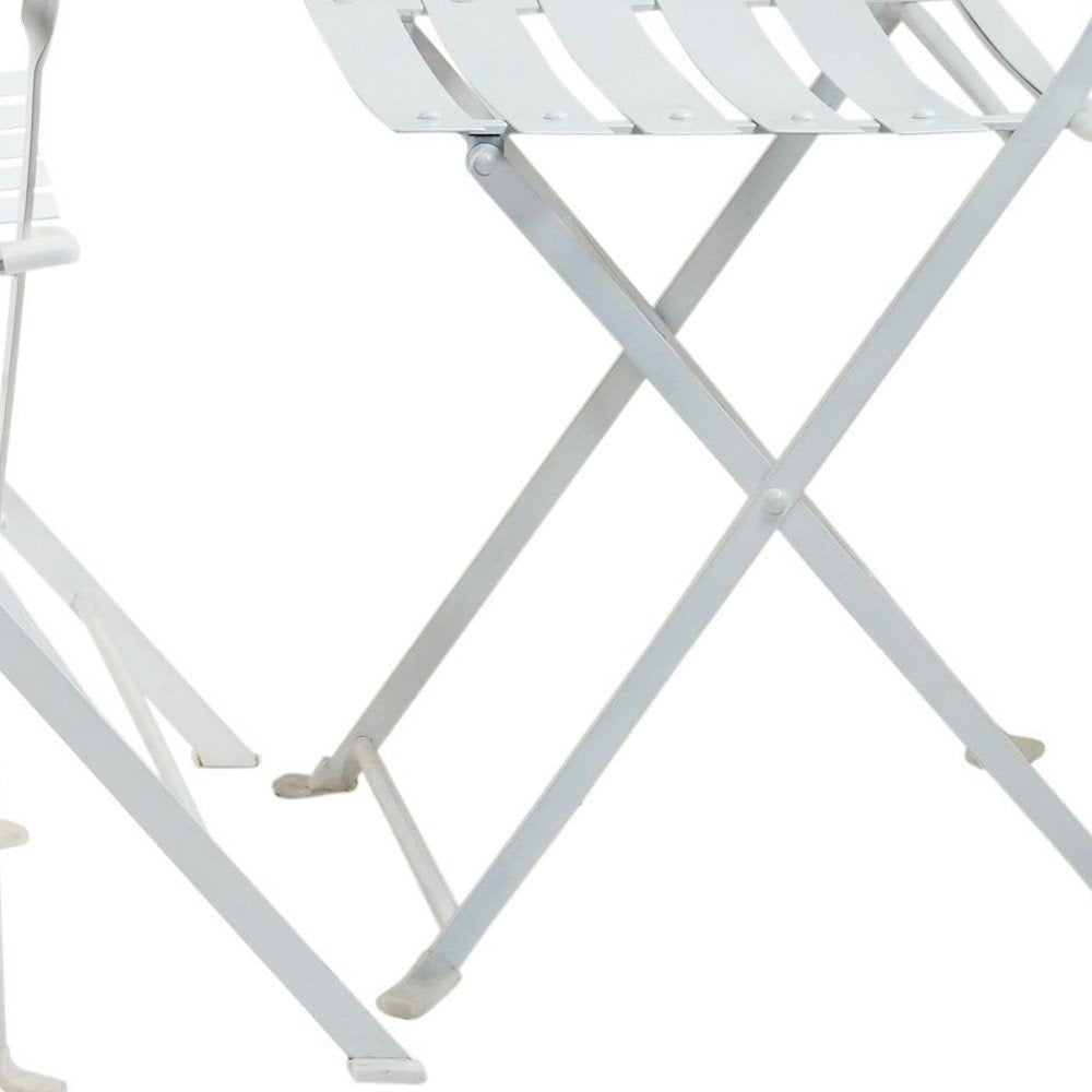Five Piece White Round Metal Dining Set with Four Chairs  Warm Home View