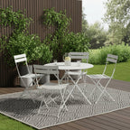 Five Piece White Round Metal Dining Set with Four Chairs  Warm Home View