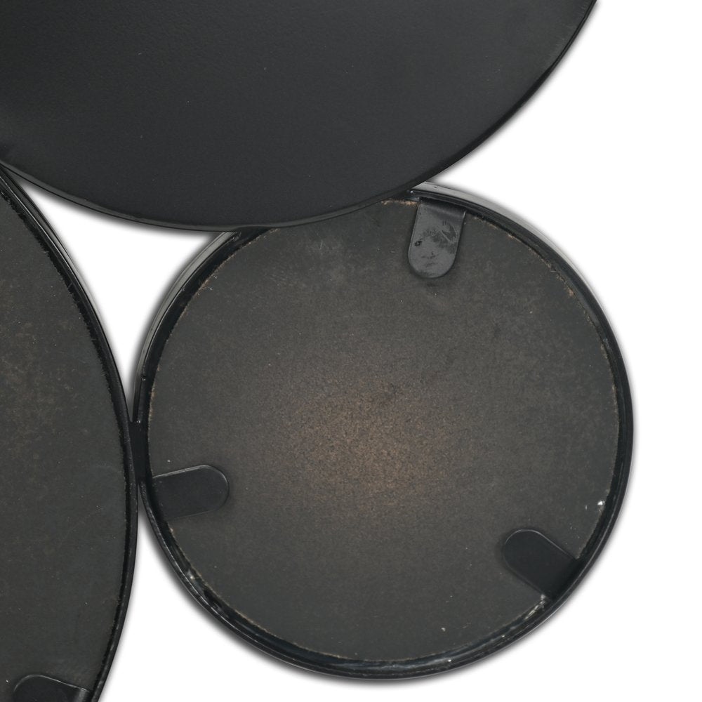 Set Of Eight Black Metal Round Cojoined Accent Mirrors  Warm Home View