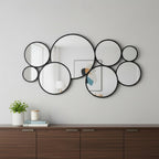 Set Of Eight Black Metal Round Cojoined Accent Mirrors  Warm Home View
