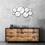 Set Of Eight Black Metal Round Cojoined Accent Mirrors  Warm Home View
