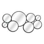 Set Of Eight Black Metal Round Cojoined Accent Mirrors  Warm Home View