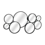 Set Of Eight Black Metal Round Cojoined Accent Mirrors  Warm Home View