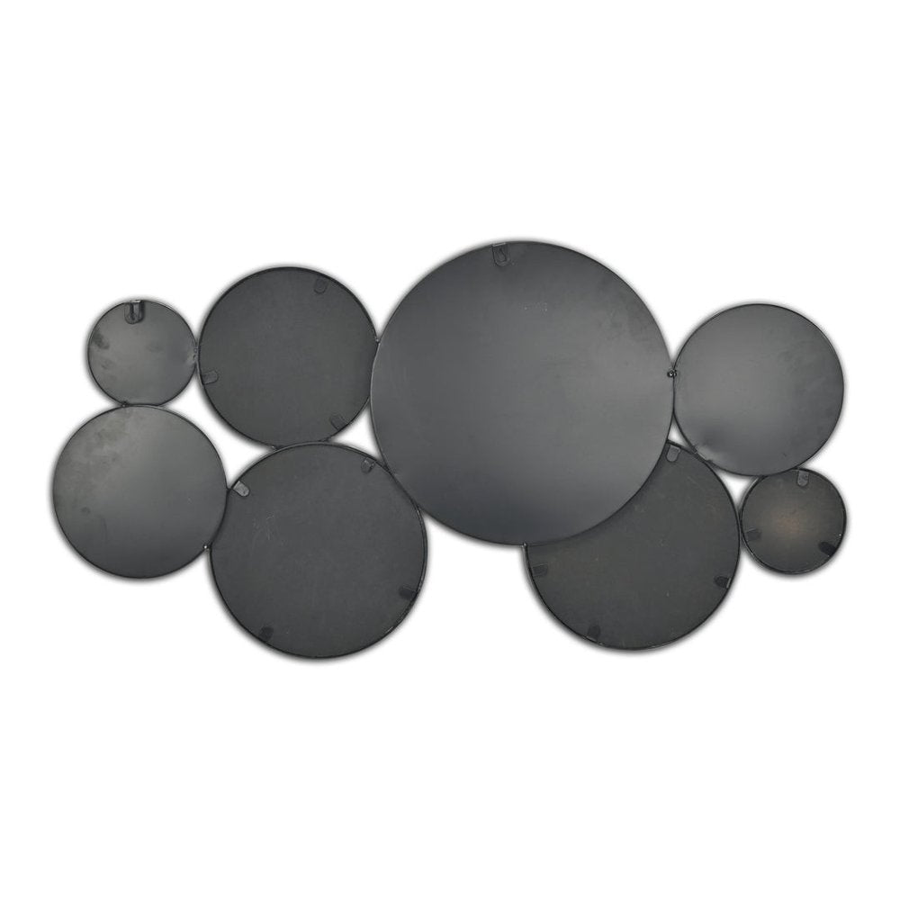 Set Of Eight Black Metal Round Cojoined Accent Mirrors  Warm Home View