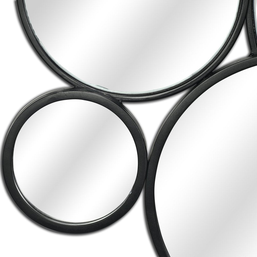 Set Of Eight Black Metal Round Cojoined Accent Mirrors  Warm Home View