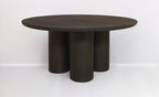 Seven Piece Dark Brown Round Solid Wood Dining Set with Six Chairs  Warm Home View