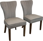 Seven Piece Dark Brown Round Solid Wood Dining Set with Six Chairs  Warm Home View