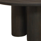 Seven Piece Dark Brown Round Solid Wood Dining Set with Six Chairs  Warm Home View