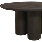 Seven Piece Dark Brown Round Solid Wood Dining Set with Six Chairs  Warm Home View
