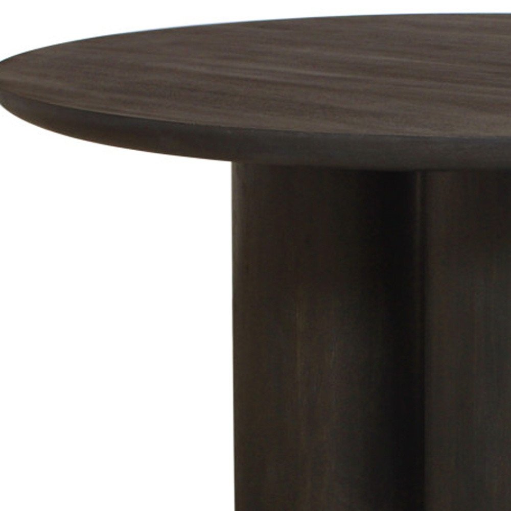 Seven Piece Dark Brown Round Solid Wood Dining Set with Six Chairs  Warm Home View