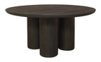 Seven Piece Dark Brown Round Solid Wood Dining Set with Six Chairs  Warm Home View