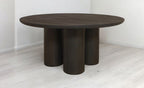 Seven Piece Dark Brown Round Solid Wood Dining Set with Six Chairs  Warm Home View