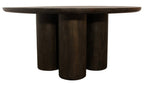 Seven Piece Dark Brown Round Solid Wood Dining Set with Six Chairs  Warm Home View