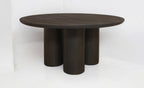 Seven Piece Dark Brown Round Solid Wood Dining Set with Six Chairs  Warm Home View