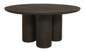 Seven Piece Dark Brown Round Solid Wood Dining Set with Six Chairs  Warm Home View