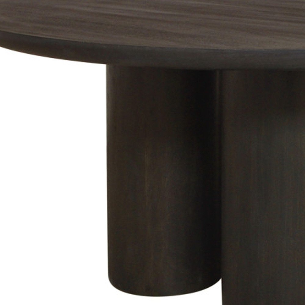 Seven Piece Dark Brown Round Solid Wood Dining Set with Six Chairs  Warm Home View