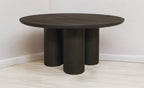 Seven Piece Dark Brown Round Solid Wood Dining Set with Six Chairs  Warm Home View