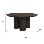 Seven Piece Dark Brown Round Solid Wood Dining Set with Six Chairs  Warm Home View
