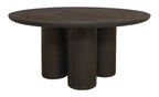 Seven Piece Dark Brown Round Solid Wood Dining Set with Six Chairs  Warm Home View