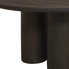 Seven Piece Dark Brown Round Solid Wood Dining Set with Six Chairs  Warm Home View