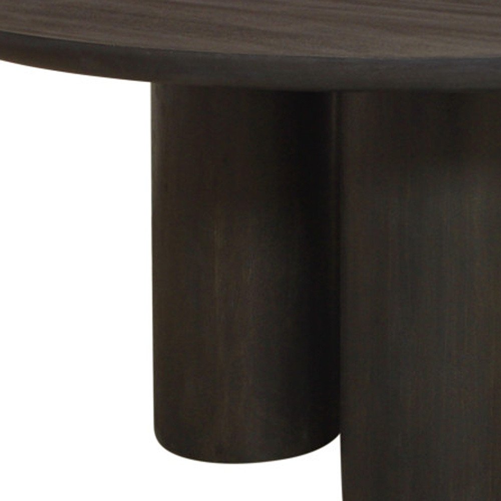 Seven Piece Dark Brown Round Solid Wood Dining Set with Six Chairs  Warm Home View