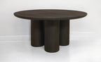 Seven Piece Dark Brown Round Solid Wood Dining Set with Six Chairs  Warm Home View