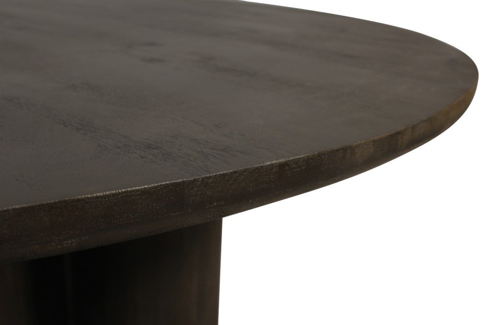 Seven Piece Dark Brown Round Solid Wood Dining Set with Six Chairs  Warm Home View