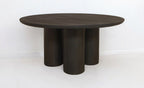 Seven Piece Dark Brown Round Solid Wood Dining Set with Six Chairs  Warm Home View