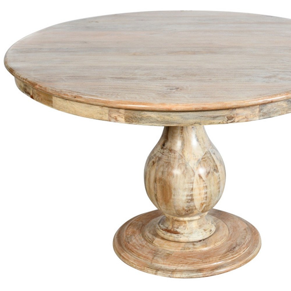 Five Piece Natural Round Solid Wood Dining Set with Four Chairs  Warm Home View