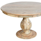 Five Piece Natural Round Solid Wood Dining Set with Four Chairs  Warm Home View