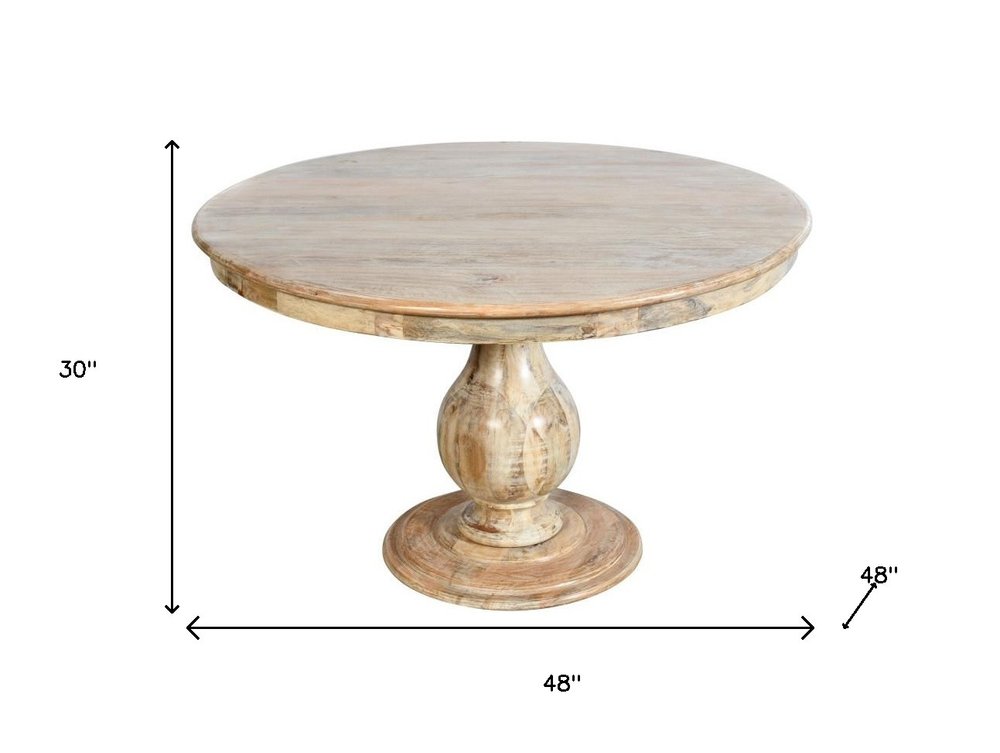 Five Piece Natural Round Solid Wood Dining Set with Four Chairs  Warm Home View
