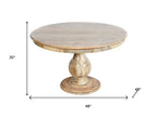 Five Piece Natural Round Solid Wood Dining Set with Four Chairs  Warm Home View