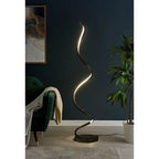 Modern Spiral LED 61" Black Floor Lamp // Dimmable Led Strip  Warm Home View