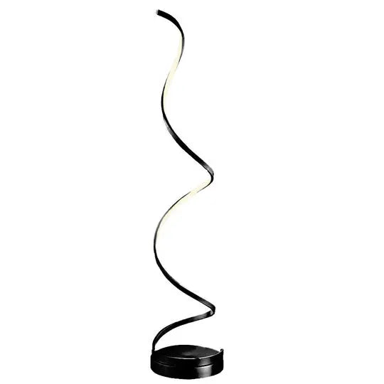 Modern Spiral LED 61" Black Floor Lamp // Dimmable Led Strip  Warm Home View