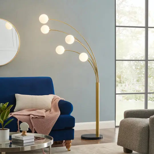 Anechdoche 5 Lights Gold and White Floor Lamp  Warm Home View