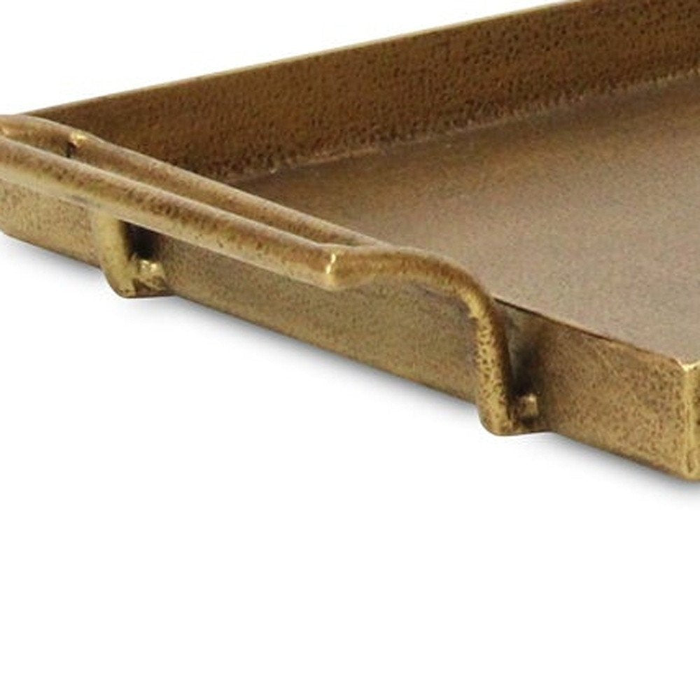 Set of Two Gold Cast Iron Handmade Vanity Trays With Handles  Warm Home View